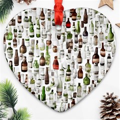 Bottle Chic Print Patterns Heart Ornament (two Sides)