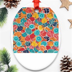 Floral And Leaves Pattern Ornament (oval)