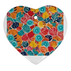 Floral And Leaves Pattern Ornament (heart)