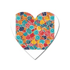 Floral And Leaves Pattern Heart Magnet by BellaVistaTshirt02