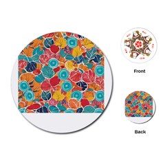 Floral And Leaves Pattern Playing Cards Single Design (round)