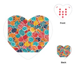 Floral And Leaves Pattern Playing Cards Single Design (heart)