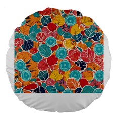 Floral And Leaves Pattern Large 18  Premium Round Cushions by BellaVistaTshirt02