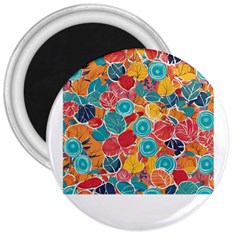 Floral And Leaves Pattern 3  Magnets