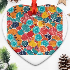 Floral And Leaves Pattern Ornament (heart)