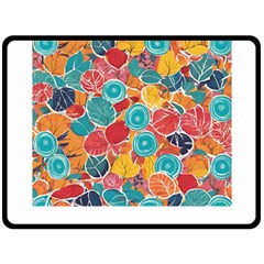 Floral And Leaves Pattern Two Sides Fleece Blanket (large) by BellaVistaTshirt02