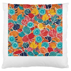 Floral And Leaves Pattern Large Premium Plush Fleece Cushion Case (two Sides)