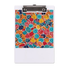 Floral And Leaves Pattern A5 Acrylic Clipboard by BellaVistaTshirt02