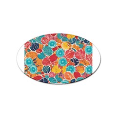 Floral And Leaves Pattern Sticker Oval (10 Pack) by BellaVistaTshirt02