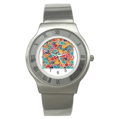 Floral And Leaves Pattern Stainless Steel Watch by BellaVistaTshirt02