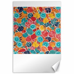 Floral And Leaves Pattern Canvas 24  X 36  by BellaVistaTshirt02