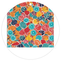 Floral And Leaves Pattern Uv Print Acrylic Ornament Round by BellaVistaTshirt02