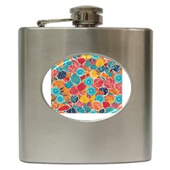 Floral And Leaves Pattern Hip Flask (6 Oz) by BellaVistaTshirt02