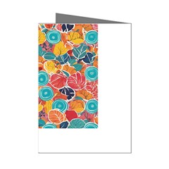 Floral And Leaves Pattern Mini Greeting Cards (pkg Of 8)