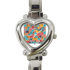 Floral And Leaves Pattern Heart Italian Charm Watch by BellaVistaTshirt02