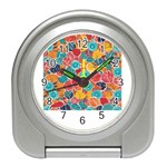 floral and leaves pattern Travel Alarm Clock Front