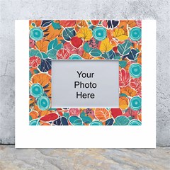 Floral And Leaves Pattern White Wall Photo Frame 5  X 7  by BellaVistaTshirt02