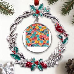 Floral And Leaves Pattern Metal X mas Wreath Holly Leaf Ornament