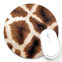 Giraffe Skin Texture Round Mousepad by kyorashop23