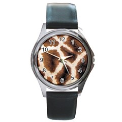 Giraffe Skin Texture Round Metal Watch by kyorashop23