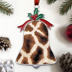 Giraffe Skin Texture Metal Holly Leaf Bell Ornament