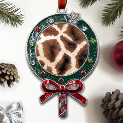 Giraffe Skin Texture Metal X mas Lollipop With Crystal Ornament by kyorashop23