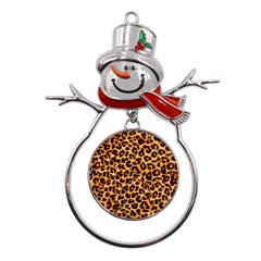 Giraffe Texture, Close-up, Giraffe Skin Texture Metal Snowman Ornament