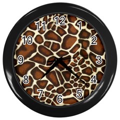 Giraffe Texture, Macro Wall Clock (black) by kyorashop23