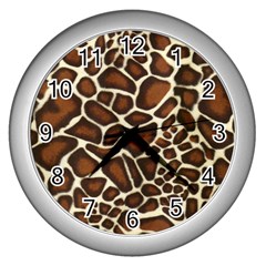 Giraffe Texture, Macro Wall Clock (silver) by kyorashop23