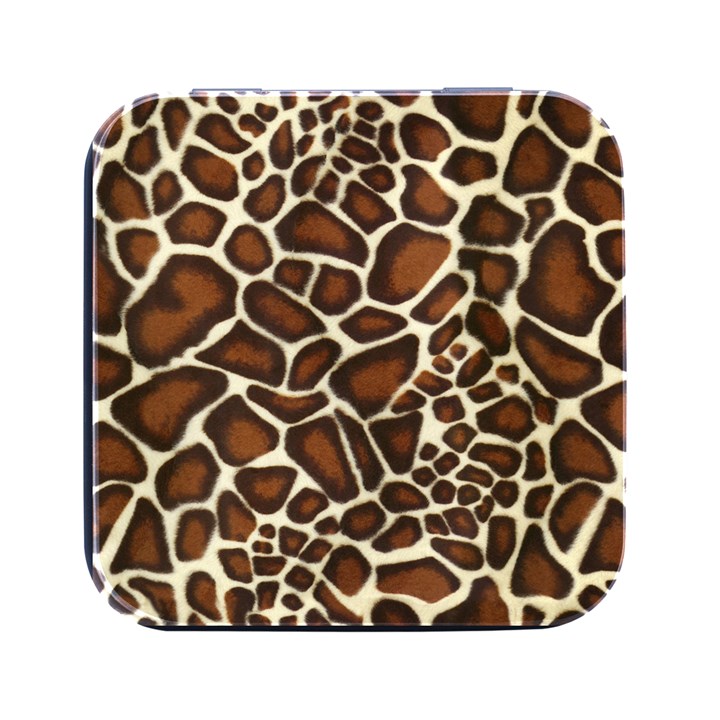 Giraffe Texture, Macro Square Metal Box (Black)