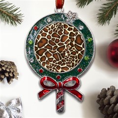 Giraffe Texture, Macro Metal X mas Lollipop With Crystal Ornament by kyorashop23