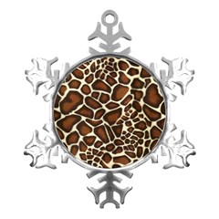 Giraffe Texture, Macro Metal Small Snowflake Ornament