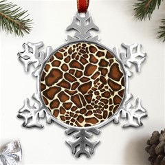 Giraffe Texture, Macro Metal Small Snowflake Ornament by kyorashop23