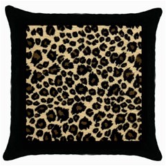 Jaguar Skin Texture, Jaguar Wool Texture, Yellow Throw Pillow Case (black) by kyorashop23