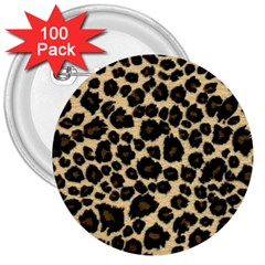 Jaguar Skin Texture, Jaguar Wool Texture, Yellow 3  Buttons (100 Pack)  by kyorashop23