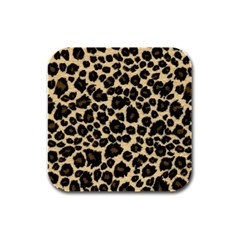 Jaguar Skin Texture, Jaguar Wool Texture, Yellow Rubber Square Coaster (4 Pack) by kyorashop23