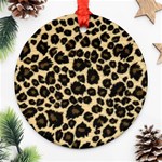 Jaguar Skin Texture, Jaguar Wool Texture, Yellow Ornament (Round) Front