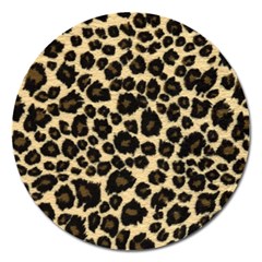 Jaguar Skin Texture, Jaguar Wool Texture, Yellow Magnet 5  (round) by kyorashop23