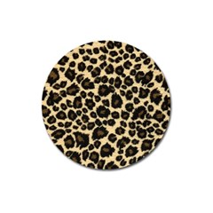 Jaguar Skin Texture, Jaguar Wool Texture, Yellow Magnet 3  (round)