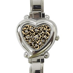 Jaguar Skin Texture, Jaguar Wool Texture, Yellow Heart Italian Charm Watch by kyorashop23