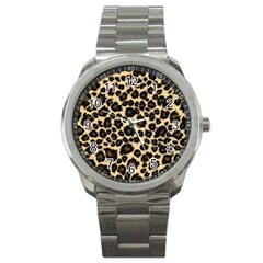 Jaguar Skin Texture, Jaguar Wool Texture, Yellow Sport Metal Watch by kyorashop23