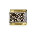 Jaguar Skin Texture, Jaguar Wool Texture, Yellow Gold Trim Italian Charm (9mm) Front