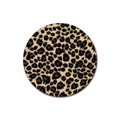 Jaguar Skin Texture, Jaguar Wool Texture, Yellow Rubber Coaster (round) by kyorashop23