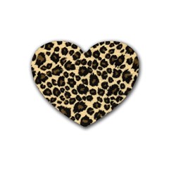 Jaguar Skin Texture, Jaguar Wool Texture, Yellow Rubber Heart Coaster (4 Pack) by kyorashop23