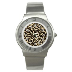 Jaguar Skin Texture, Jaguar Wool Texture, Yellow Stainless Steel Watch by kyorashop23