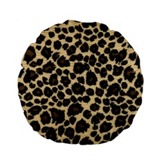 Jaguar Skin Texture, Jaguar Wool Texture, Yellow Standard 15  Premium Flano Round Cushions by kyorashop23