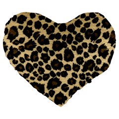 Jaguar Skin Texture, Jaguar Wool Texture, Yellow Large 19  Premium Heart Shape Cushions by kyorashop23