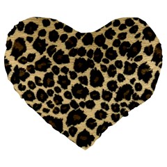 Jaguar Skin Texture, Jaguar Wool Texture, Yellow Large 19  Premium Flano Heart Shape Cushions by kyorashop23