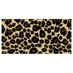 Jaguar Skin Texture, Jaguar Wool Texture, Yellow Banner and Sign 8  x 4  Front