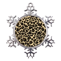 Jaguar Skin Texture, Jaguar Wool Texture, Yellow Metal Large Snowflake Ornament by kyorashop23